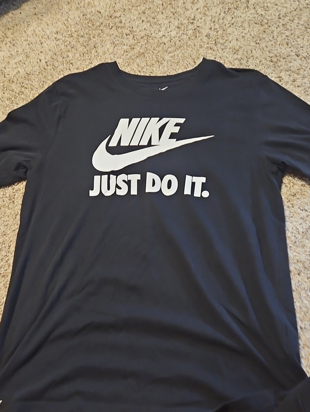Nike Men’s Black Short Sleeve Tee with White 'Just Do It.' Logo
